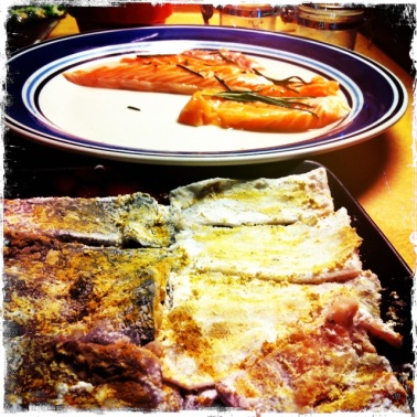 Korean Husband Dish - gourmet salmon dish with crispy salmon skin